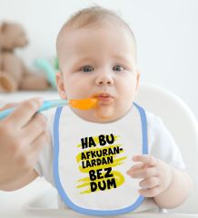 BK Kids Bezdum Tasarımlı Mavi Bebek Mama Önlüğü-4