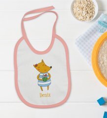 BK Kids Kişiye Özel Pembe Bebek Mama Önlüğü - Model 153