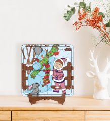 BK Toys Çocuklar İçin 2 si 1 arada Eğitici-Öğretici Ahşap 4 Parça Yapboz Puzzle Çerçeve Model 48