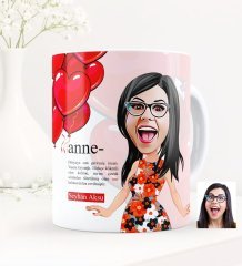 Kişiye Özel Anne Karikatürlü Beyaz Kupa Bardak