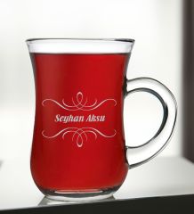 BK Gift Kişiye Özel İsimli Keyif Kulplu Çay Bardağı-2, Arkadaşa, Sevgiliye Hediye, Ev Hediyesi, Doğum Günü Hediyesi