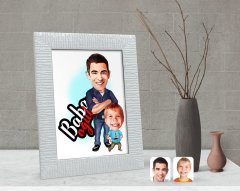 Kişiye Özel Baba Oğul Karikatürlü Dekoratif Çerçeve-5