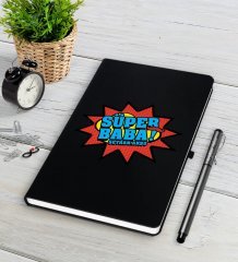 Kişiye Özel Süper Baba Siyah Defter Kalem Seti-2