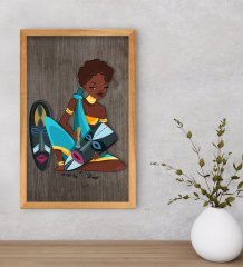 BK Home African Woman Dekoratif Retro Ahşap Tablo-5