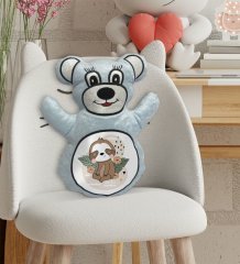 BK Gift Tembel Hayvan Tasarımlı Mavi Ayıcık Yastık-1