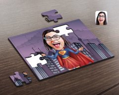 Kişiye Özel Süper Anne Karikatürlü Ahşap Puzzle-1