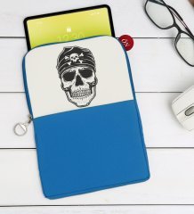 BK Gift Kurukafa Tasarımlı Taşınabilir Koruyucu Tablet Kılıfı & Organizer Çanta - Mavi-2