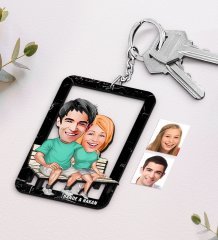 Kişiye Özel İsimli Sevgililer Karikatürlü Ahşap Anahtarlık-55