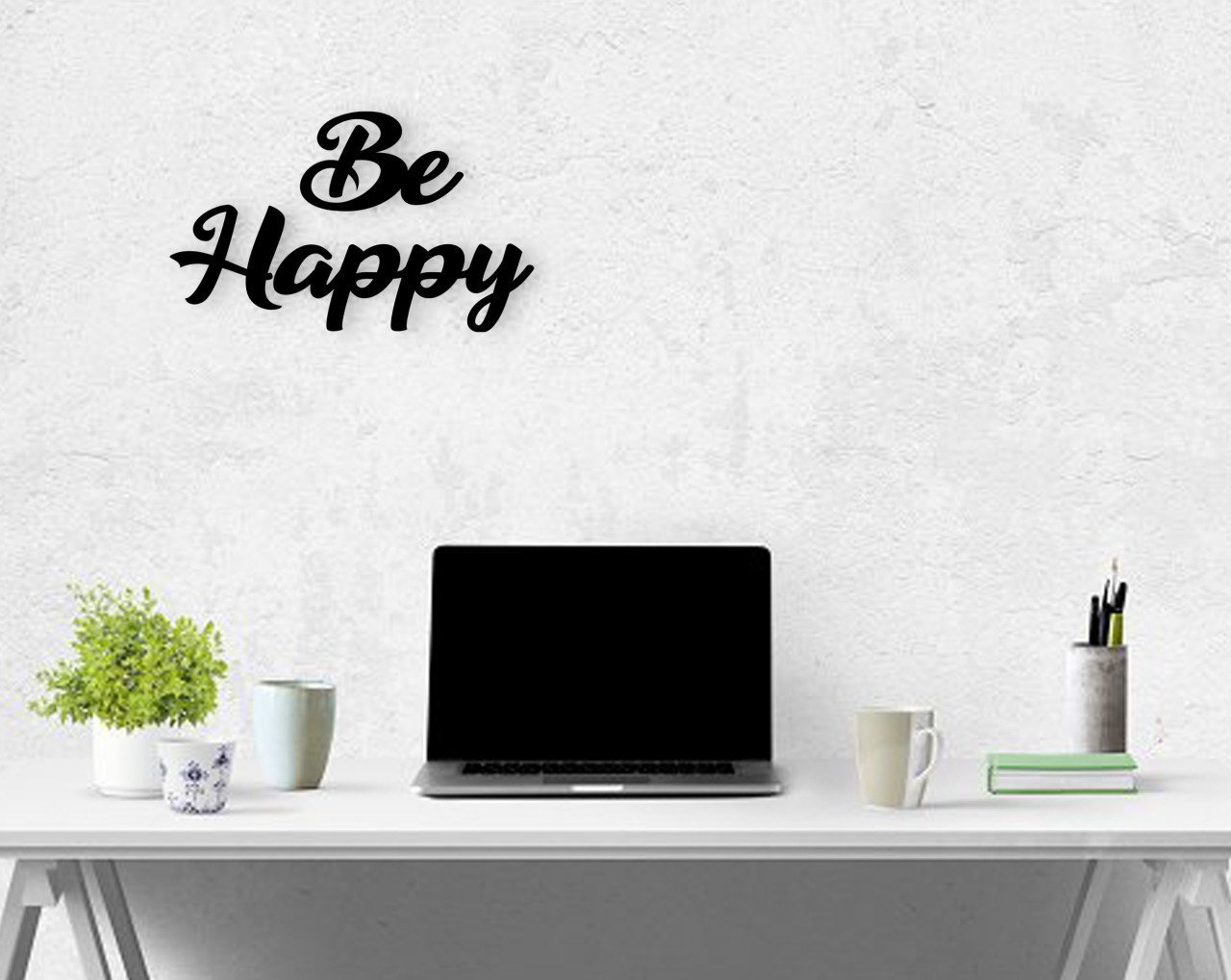 BK Home Be Happy Ahşap Duvar Yazısı