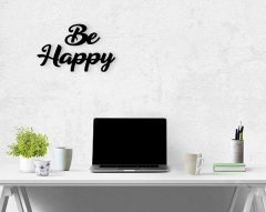 BK Home Be Happy Ahşap Duvar Yazısı