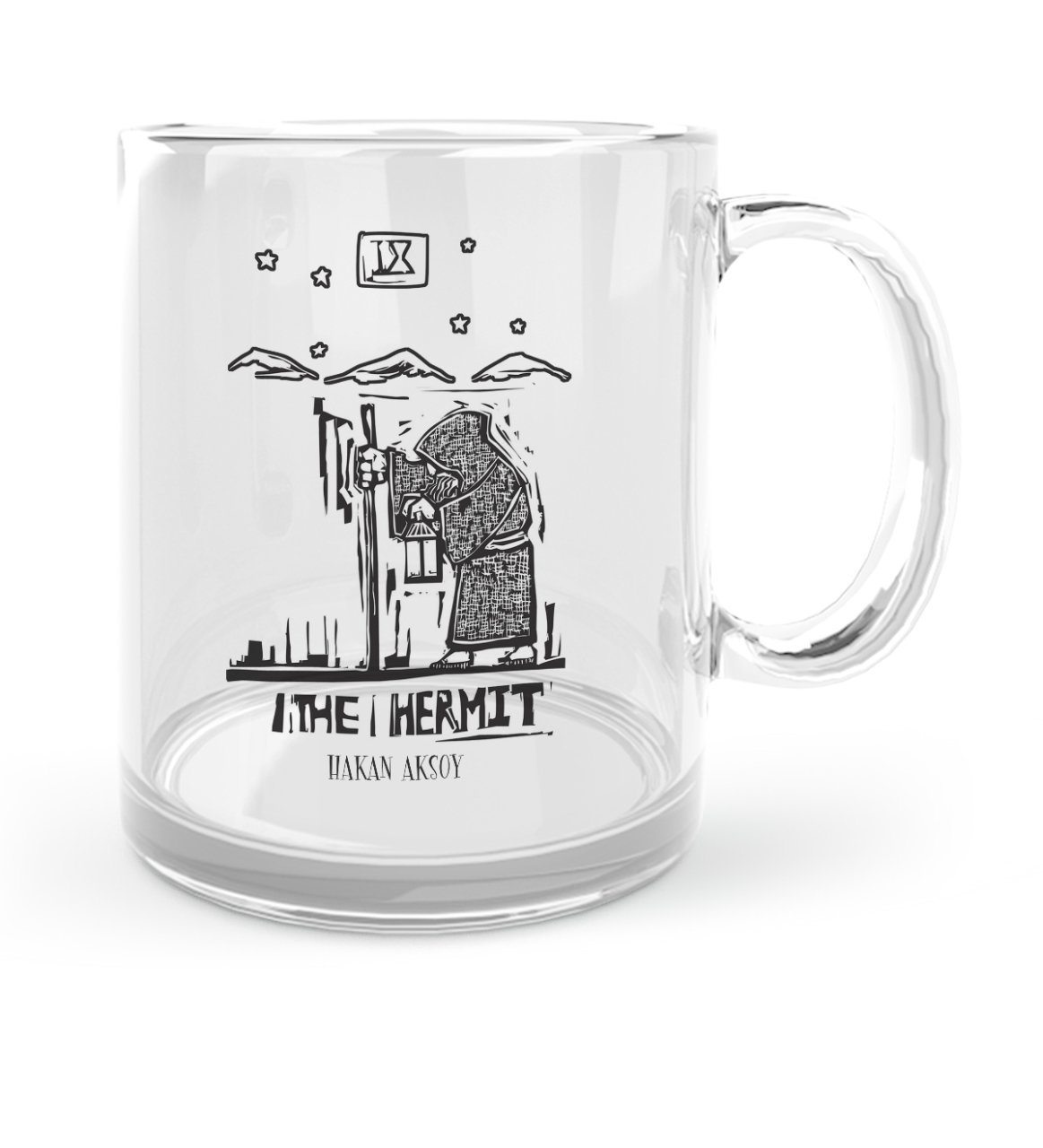 Kişiye Özel Tarot The Hermit (Gizemli Adam) Cam Kupa Bardak