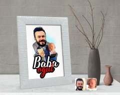 Kişiye Özel Baba Oğul Karikatürlü Dekoratif Çerçeve-4