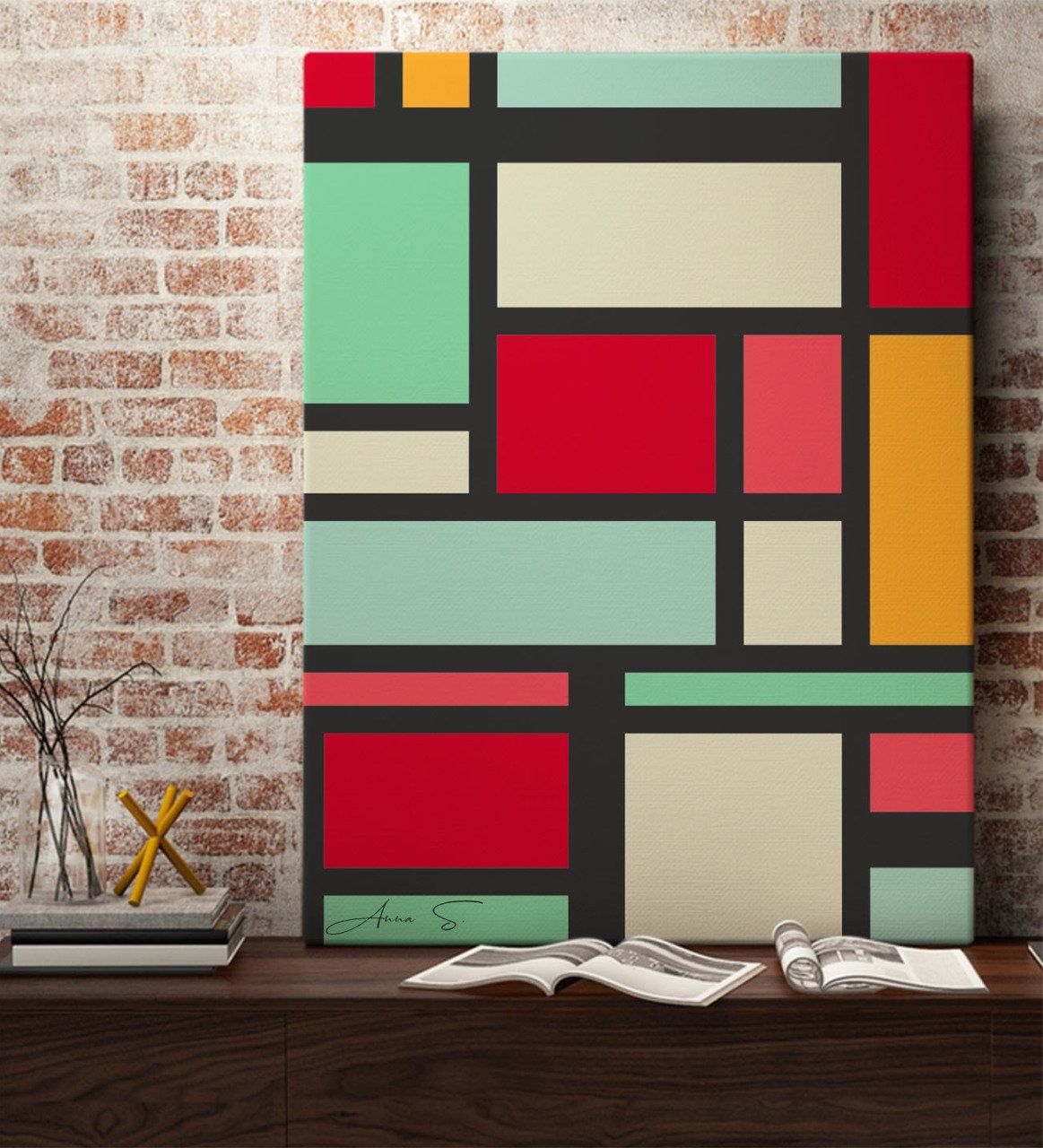 Kişiye Özel Mondrian Kanvas Tablo (50 x 70 cm.) 2