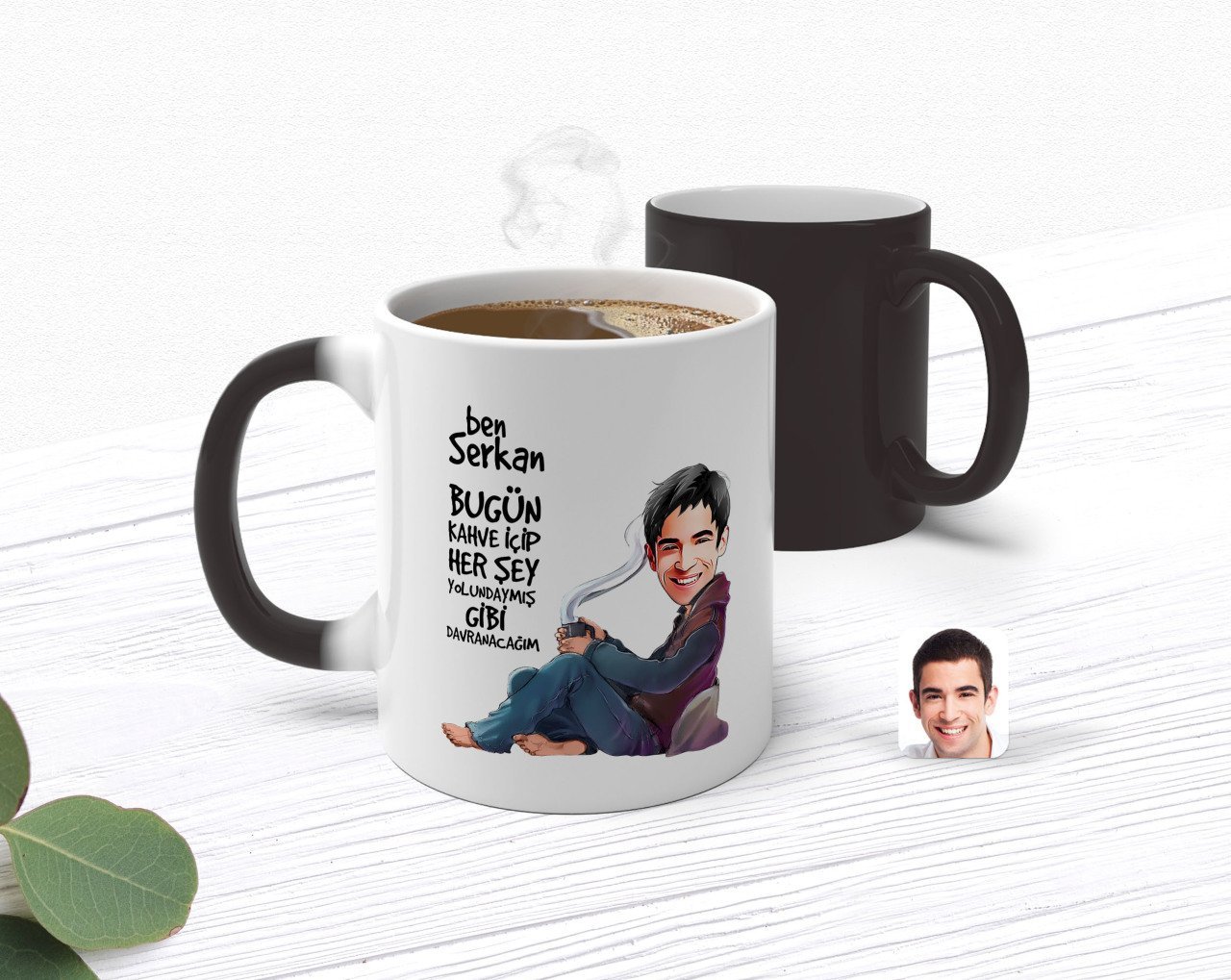 Kişiye Özel Erkek Her Şey Yolundaymış Gibi Karikatürlü Sihirli Kupa Bardak-2