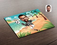 Kişiye Özel Siyah Beyaz Futbolcu Karikatürlü Ahşap Puzzle-1