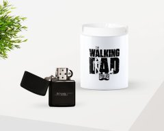Kişiye Özel Babalar Günü Hediyesi The Walking Dad Tasarımlı Seramik Kül Tablası ve Benzinli Çakmak Seti-2