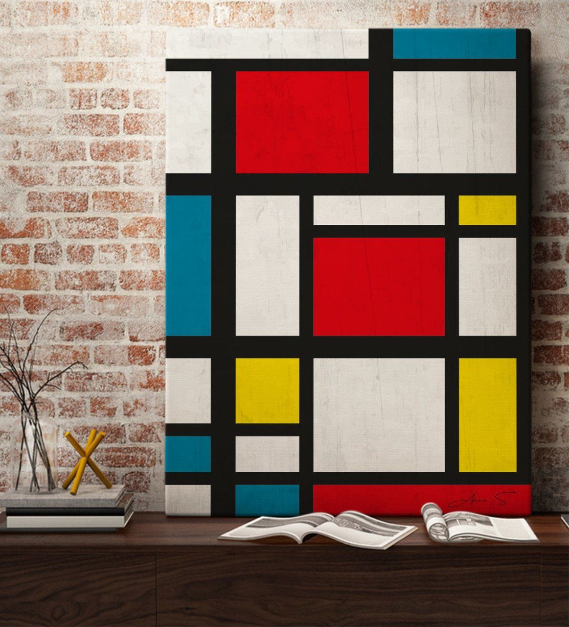 Kişiye Özel Mondrian Kanvas Tablo (50 x 70 cm.) 1