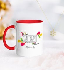 BK Gift Kişiye Özel 2023 Bu Yılda Hep Gülümse Kırmızı Kupa ve Kar Tanesi Kolye-1