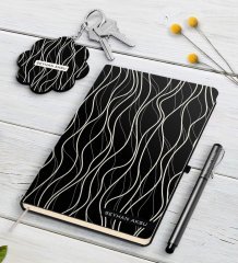 Kişiye Özel İsimli Siyah Defter Kalem Ve Anahtarlık Hediye Seti-24