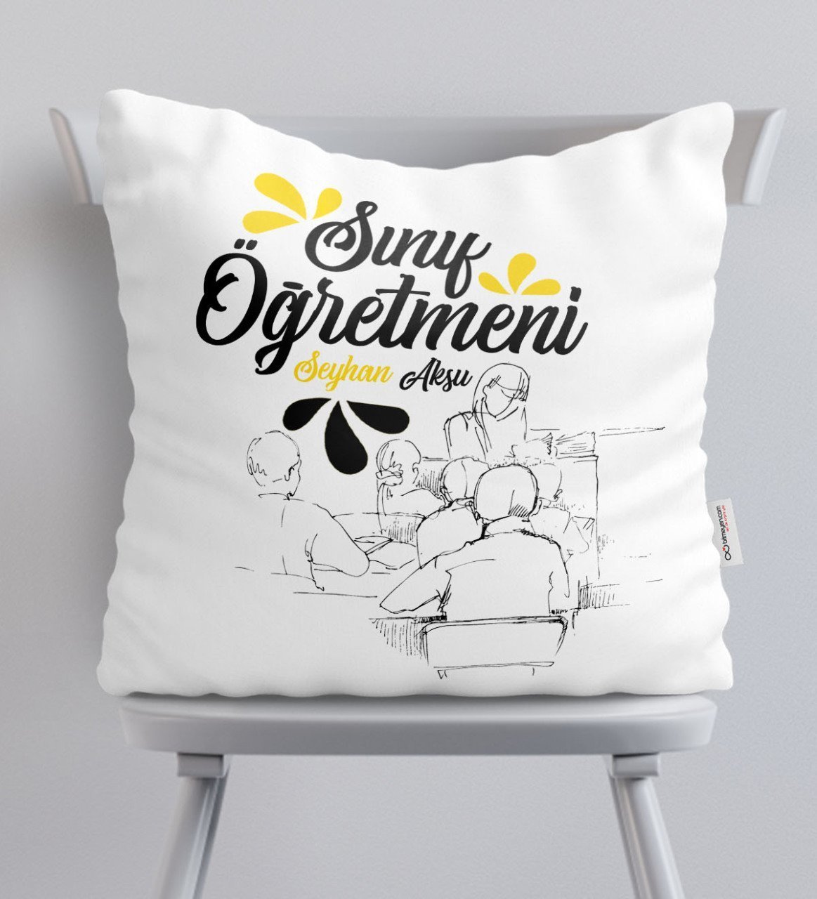 Kişiye Özel Sınıf Öğretmeni Saten Yastık - 1