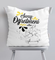 Kişiye Özel Sınıf Öğretmeni Saten Yastık - 1