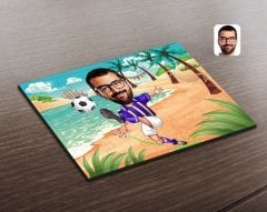 Kişiye Özel Sarı Lacivert Futbolcu Karikatürlü Ahşap Puzzle-1