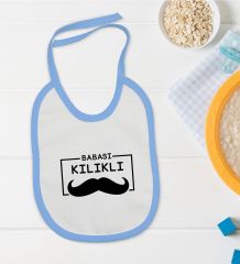 BK Kids Babası Kılıklı Tasarımlı Mavi Bebek Mama Önlüğü-1