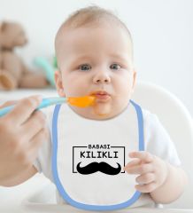 BK Kids Babası Kılıklı Tasarımlı Mavi Bebek Mama Önlüğü-1
