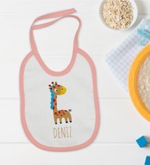 BK Kids Kişiye Özel Pembe Bebek Mama Önlüğü - Model 149