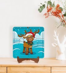 BK Toys Çocuklar İçin 2 si 1 arada Eğitici-Öğretici Ahşap 4 Parça Yapboz Puzzle Çerçeve Model 45