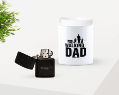 Kişiye Özel Babalar Günü Hediyesi The Walking Dad Tasarımlı Seramik Kül Tablası ve Benzinli Çakmak Seti-1