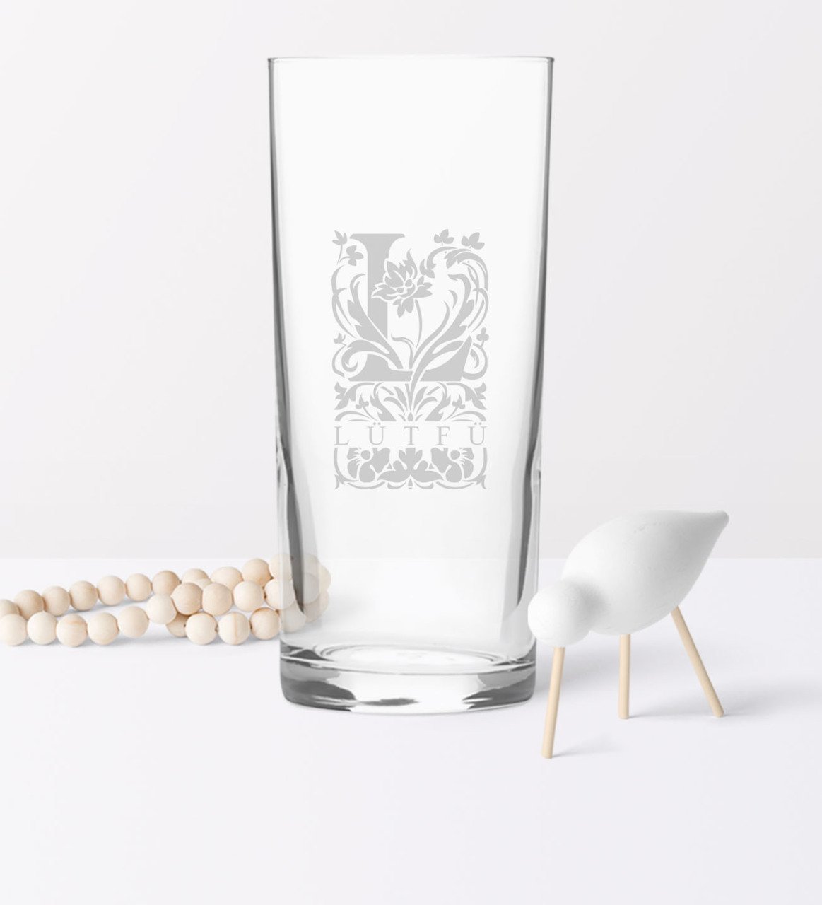 Kişiye Özel L Baş Harfli ve İsimli Rakı Bardağı (Model 2)