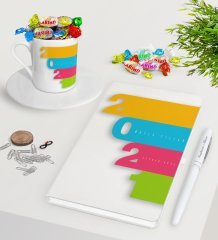 BK Gift Kişiye Özel 2023 Mutlu Yıllar Beyaz Defter Kalem Türk Kahvesi Fincanı ve Haribo Şeker Hediye Seti-12