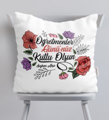 Kişiye Özel Öğretmenler Gününüz Kutlu Olsun Saten Yastık - 5