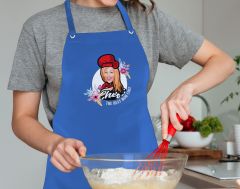 BK Gift Kişiye Özel Anneler Günü Karikatürlü Profesyonel Mavi Mutfak Önlüğü, Aşçı Önlüğü, Şef Önlüğü, Arkadaşa Hediye-8