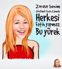 Kişiye Özel Kadın Zordur Benim Gönlümü Feth Etmek Tasarımlı Dijital Karikatür-1
