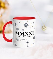 BK Gift Kişiye Özel 2023 Mutlu Yıllar Kırmızı Kupa ve Kar Tanesi Kolye-14