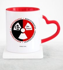 Kişiye Özel Mesleki Radyoterapist Kırmızı Kalpli Kupa Bardak - 2