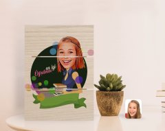 Kişiye Özel En İyi Öğretmen Karikatürlü Otantik Masaüstü Ahşap Palet Çerçeve-2