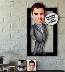 Kişiye Özel Bay Kolay Yetişmiyor Karikatürlü 3D Ahşap Tablo-1