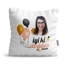 Kişiye Özel İyi ki Doğdun Tasarımlı Beyaz Saten Yastık - 3