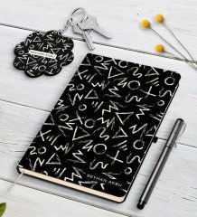 Kişiye Özel İsimli Siyah Defter Kalem Ve Anahtarlık Hediye Seti-22
