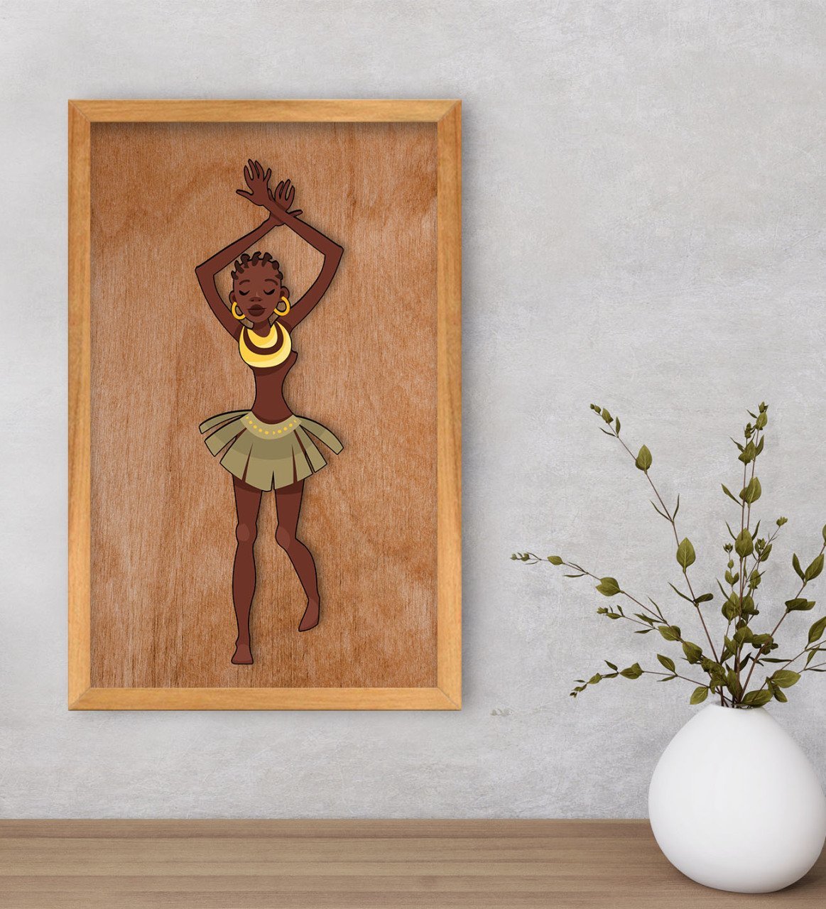 BK Home African Woman Dekoratif Retro Ahşap Tablo-1