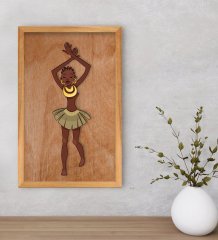 BK Home African Woman Dekoratif Retro Ahşap Tablo-1