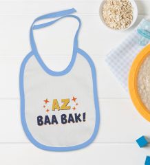 BK Kids Az Baa Bak Tasarımlı Mavi Bebek Mama Önlüğü-1
