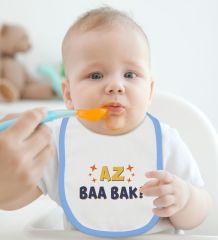BK Kids Az Baa Bak Tasarımlı Mavi Bebek Mama Önlüğü-1