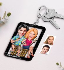 Kişiye Özel İsimli Sevgililer Karikatürlü Ahşap Anahtarlık-51