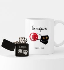 Kişiye Özel Üsteğmen Temalı Çakmak ve Kupa Seti - 1