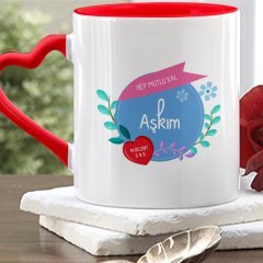 Kişiye Özel Hep Mutlu Kal Aşkım Kırmızı Kalpli Kupa Bardak
