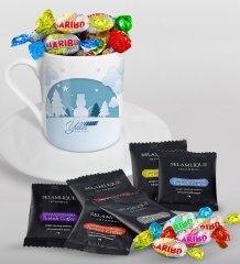 Kişiye Özel Yılbaşı Mutlu Yıllar Türk Kahvesi Fincanı Selamlique Karışık Türk Kahvesi ve Haribo Şeker Hediye Seti-22